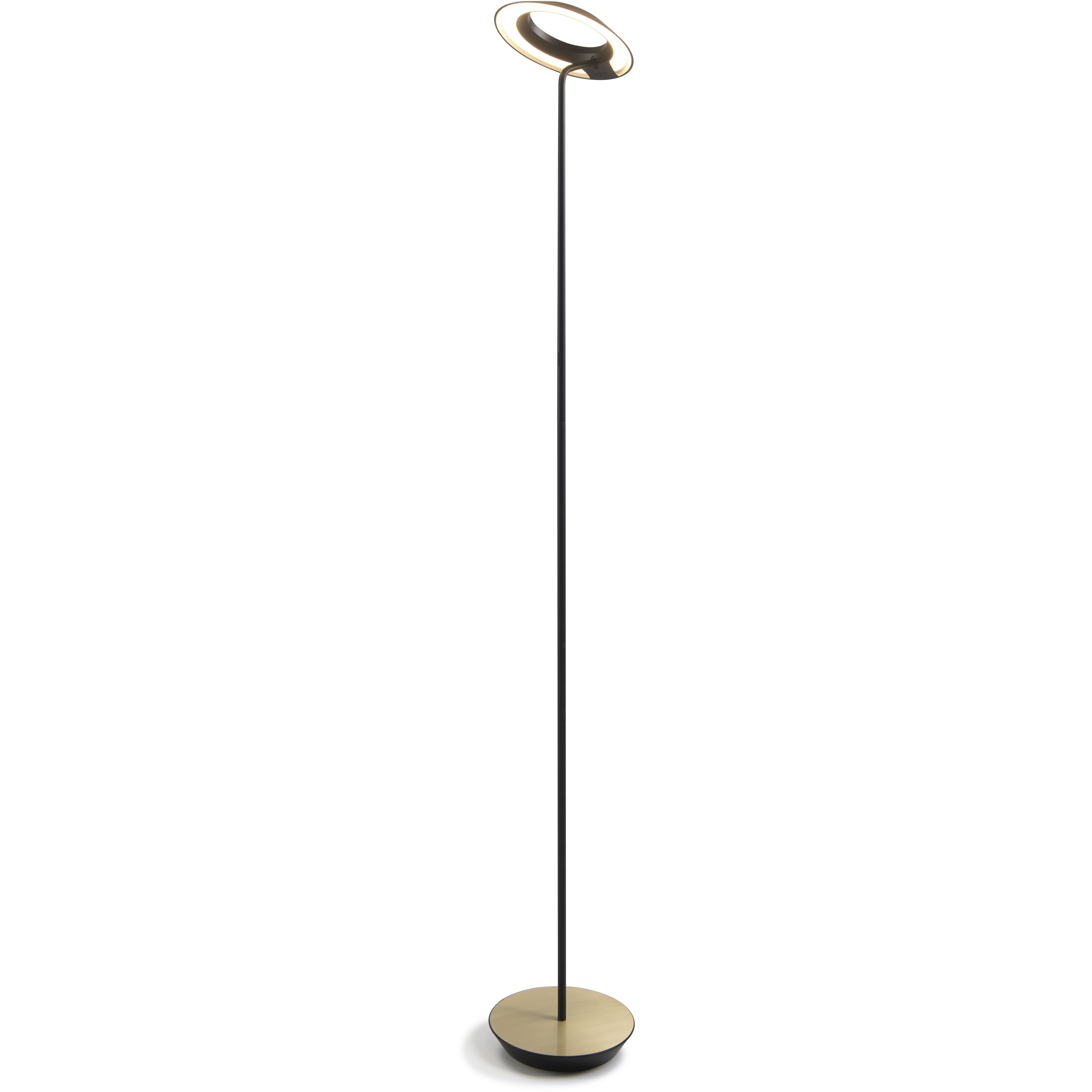 Royyo 45.5 inch 11.00 watt Matte Black with Brass Floor Lamp Portable Light in Matte Black With Brushed Brass